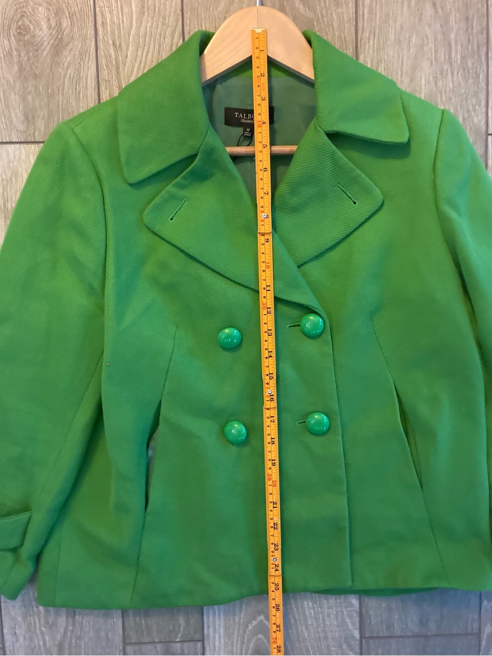 Talbots Bright Green Double-Breasted Pea Coat NW - Picture 6 of 8